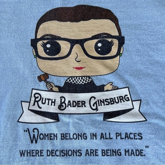 Ruth Bader Ginsberg RBG Crewneck Short Sleeve T-Shirt Youth 4/5 Blue - Picture 4 of 5